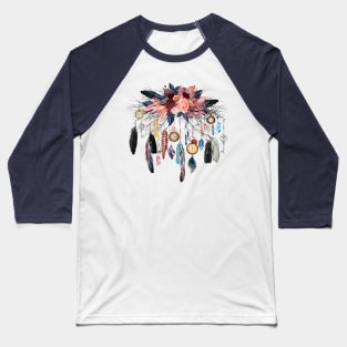 Time Flies Floral Feathered Crystal Spirit Gazer Baseball T-Shirt